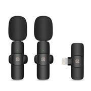 PULUZ Wireless Lavalier Noise Reduction Reverb Microphones for iPhone / iPad, 8-Pin Receiver and Dual Microphones(Black)