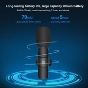 PULUZ Wireless Lavalier Noise Reduction Reverb Microphones for iPhone / iPad, 8-Pin Receiver and Dual Microphones(Black)