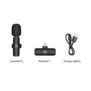 PULUZ Wireless Lavalier Noise Reduction Reverb Microphones for iPhone / iPad, 8-Pin Receiver and Dual Microphones(Black)