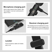 PULUZ Wireless Lavalier Noise Reduction Reverb Microphones for Type-C Phone, Type-C Receiver and Dual Microphones (Black)