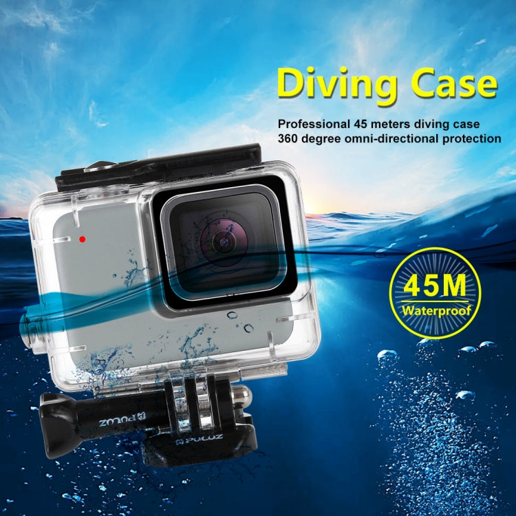 PULUZ 45m Underwater Water-resistant Housing Diving Case for GoPro HERO7 Silver / HERO7 White, with Buckle Basic Mount & Screw(Transparent)