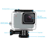PULUZ 45m Underwater Water-resistant Housing Diving Case for GoPro HERO7 Silver / HERO7 White, with Buckle Basic Mount & Screw(Transparent)