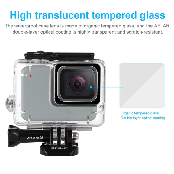 PULUZ 45m Underwater Water-resistant Housing Diving Case for GoPro HERO7 Silver / HERO7 White, with Buckle Basic Mount & Screw(Transparent)