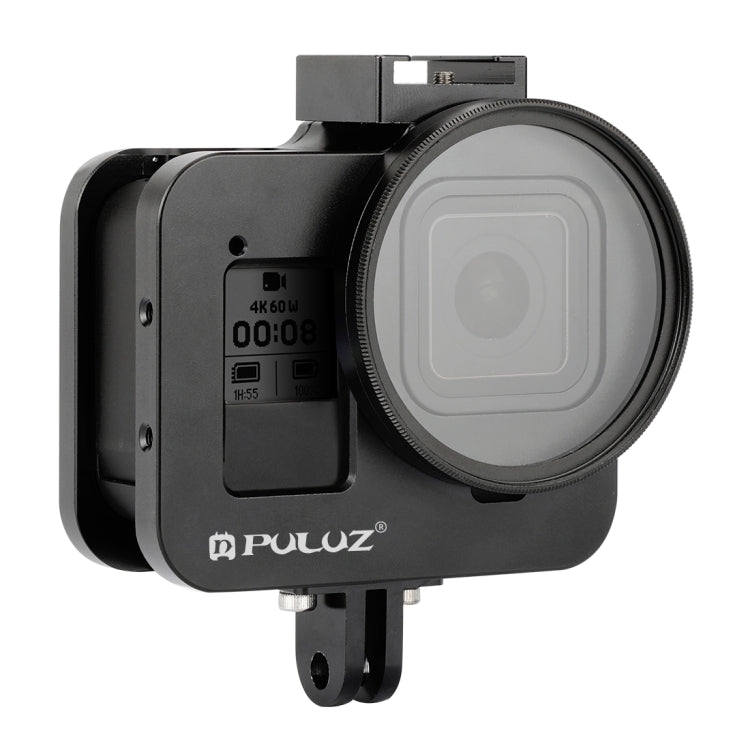 PULUZ Housing Shell CNC Aluminum Alloy Protective Cage with Insurance Frame & 52mm UV Lens for GoPro HERO8 Black(Black) - Metal Cases by PULUZ | Online Shopping South Africa | PMC TechLife | Buy Now Pay Later Mobicred