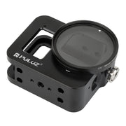 PULUZ Housing Shell CNC Aluminum Alloy Protective Cage with Insurance Frame & 52mm UV Lens for GoPro HERO8 Black(Black)