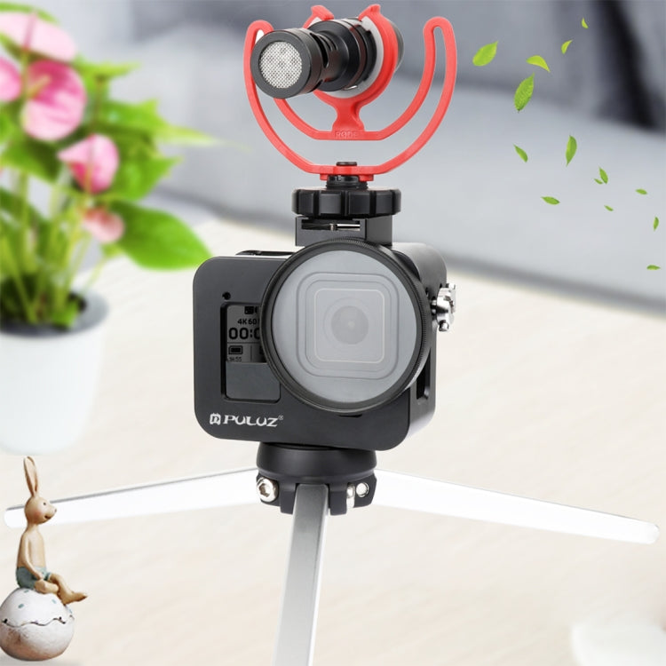 PULUZ Housing Shell CNC Aluminum Alloy Protective Cage with Insurance Frame & 52mm UV Lens for GoPro HERO8 Black(Black) - Metal Cases by PULUZ | Online Shopping South Africa | PMC TechLife | Buy Now Pay Later Mobicred