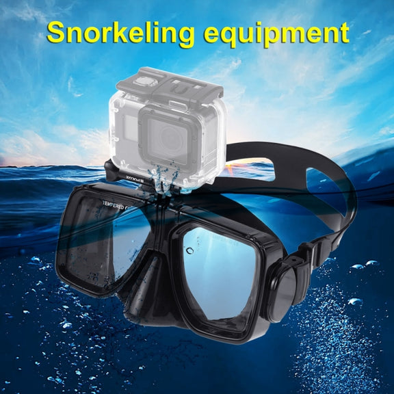 PULUZ Water Sports Diving Equipment Diving Mask Swimming Glasses for GoPro, Insta360, DJI and Other Action Cameras(Black)