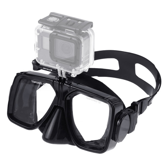 PULUZ Water Sports Diving Equipment Diving Mask Swimming Glasses for GoPro, Insta360, DJI and Other Action Cameras(Black)
