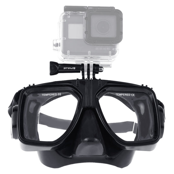 PULUZ Water Sports Diving Equipment Diving Mask Swimming Glasses for GoPro, Insta360, DJI and Other Action Cameras(Black)