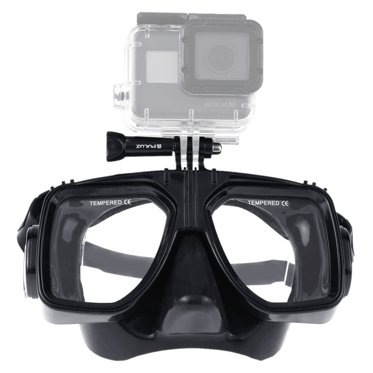 PULUZ Water Sports Diving Equipment Diving Mask Swimming Glasses for GoPro, Insta360, DJI and Other Action Cameras(Black)