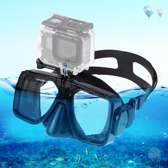 PULUZ Water Sports Diving Equipment Diving Mask Swimming Glasses for GoPro, Insta360, DJI and Other Action Cameras(Black)