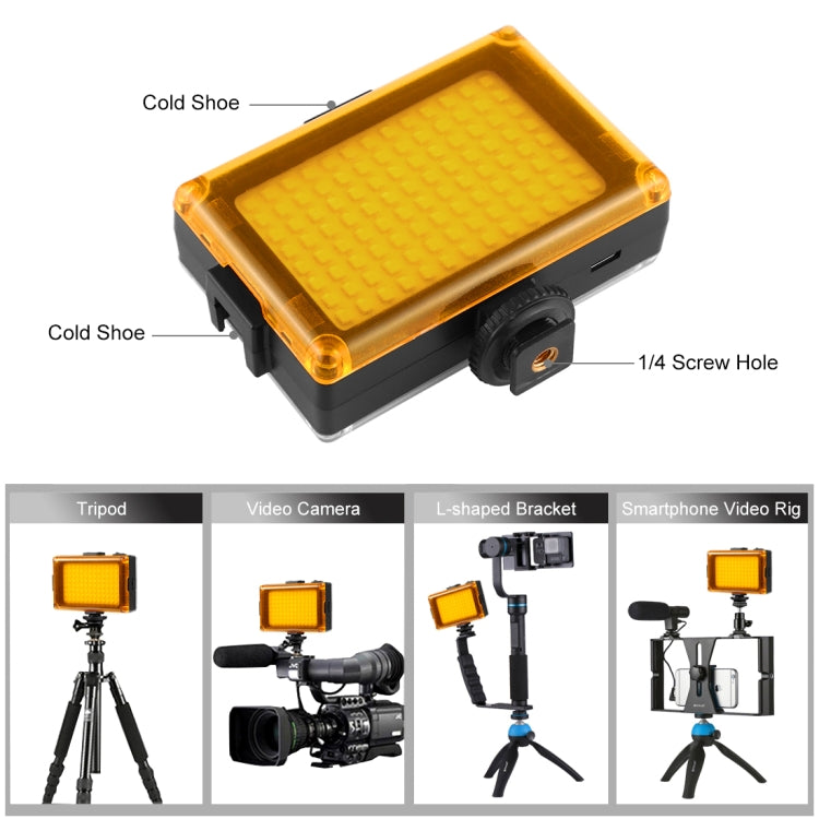 PULUZ Pocket 104 LED 1800LM Professional Vlogging Photography Video & Photo Studio Light with White and Orange Magnet Filters Light Panel for Canon, Nikon, DSLR Cameras