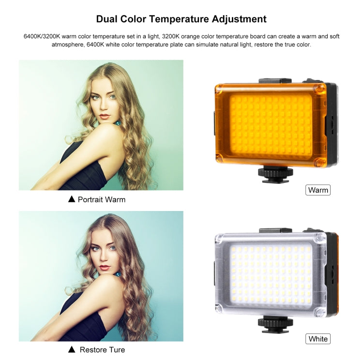 PULUZ Pocket 104 LED 1800LM Professional Vlogging Photography Video & Photo Studio Light with White and Orange Magnet Filters Light Panel for Canon, Nikon, DSLR Cameras