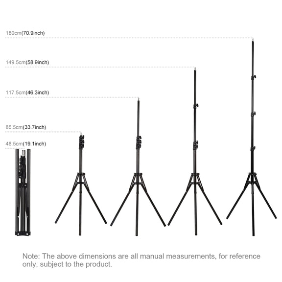 PULUZ Reverse Foldable 4 Sections 1.8m Height Tripod Mount Holder for Vlogging Video Light  Live Broadcast Kits(Black)