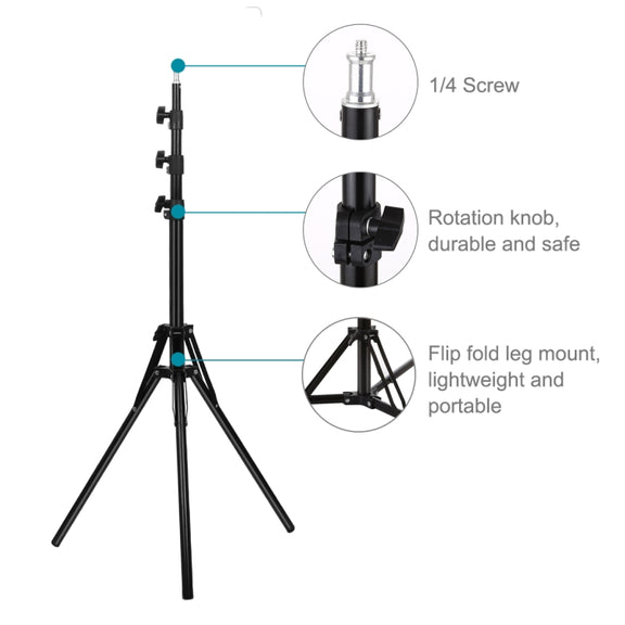 PULUZ Reverse Foldable 4 Sections 1.8m Height Tripod Mount Holder for Vlogging Video Light  Live Broadcast Kits(Black)