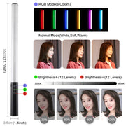 PULUZ RGB Colorful Photo LED Stick Adjustable Color Temperature Handheld LED Fill Light with Remote Control(Black)