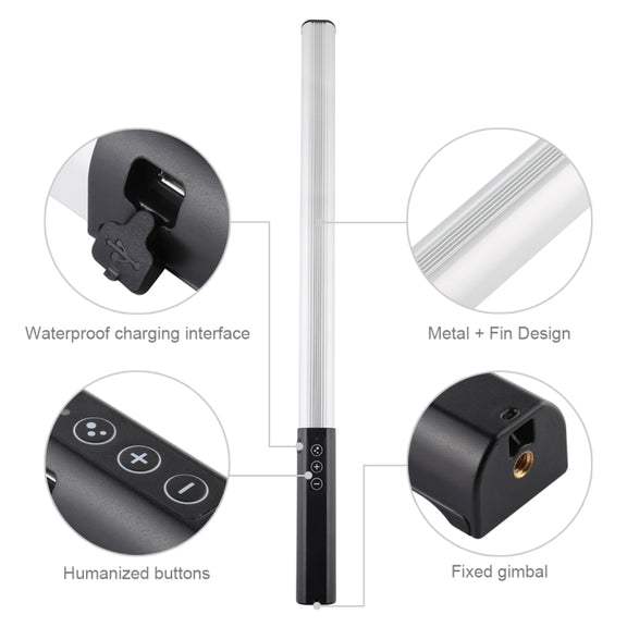PULUZ RGB Colorful Photo LED Stick Adjustable Color Temperature Handheld LED Fill Light with Remote Control(Black)