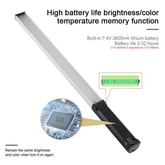 PULUZ RGB Colorful Photo LED Stick Adjustable Color Temperature Handheld LED Fill Light with Remote Control(Black)
