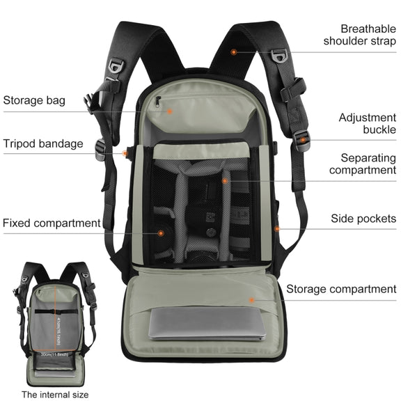 PULUZ Outdoor Portable Water-resistant Scratch-proof Dual Shoulders Backpack Handheld PTZ Stabilizer Camera Bag with Rain Cover for Digital Camera, DJI Ronin-SC / Ronin-S (Black)
