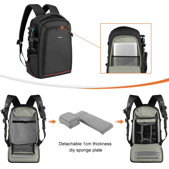 PULUZ Outdoor Portable Water-resistant Scratch-proof Dual Shoulders Backpack Handheld PTZ Stabilizer Camera Bag with Rain Cover for Digital Camera, DJI Ronin-SC / Ronin-S (Black)