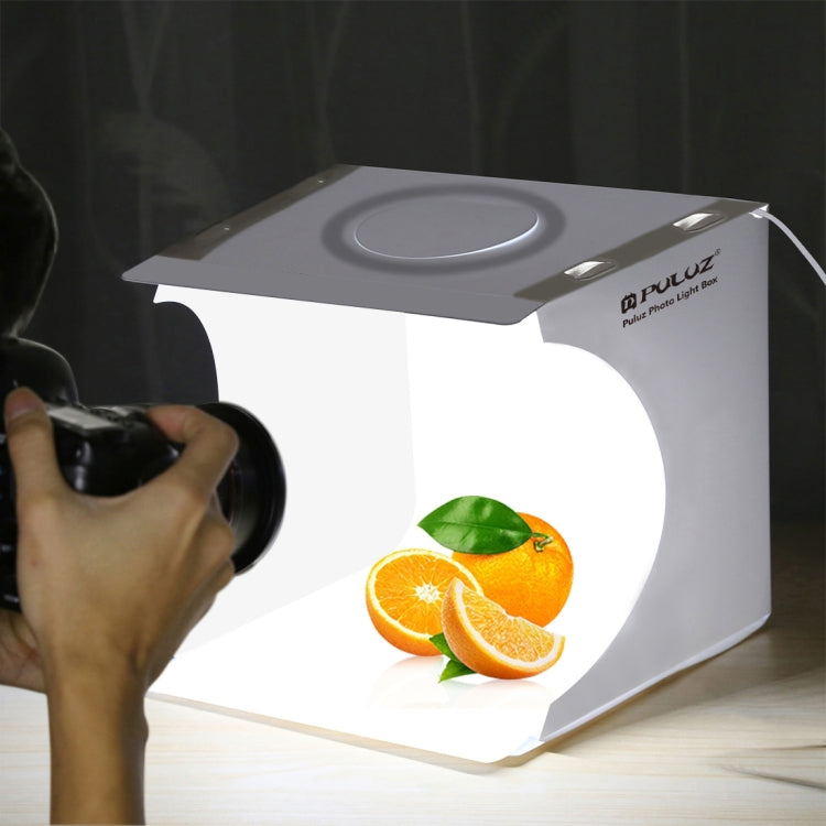 PULUZ 23cm Ring LED Panel Folding Portable Light Photo Lighting Studio Shooting Tent Box Kit with 6 Colors Backdrops (Black, White, Yellow, Red, Green, Blue), Unfold Size: 24cm x 23cm x 23cm