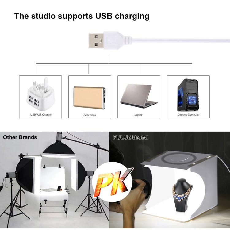 PULUZ 30cm Folding Portable Ring Light Board Photo Lighting Studio Shooting Tent Box Kit with 6 Colors Backdrops (Black, White, Yellow, Red, Green, Blue), Unfold Size: 31cm x 31cm x 32cm