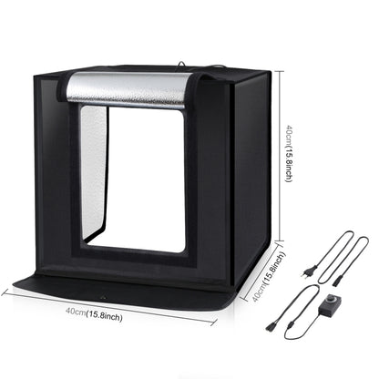 PULUZ 40cm Folding Portable 24W 5500K White Light Dimmable Photo Lighting Studio Shooting Tent Box Kit with 6 Colors (Black, Orange, White, Red, Green, Blue) Backdrops(EU Plug) - free shipping - PMC Jewellery - Order now!