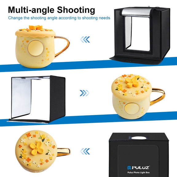 PULUZ 40cm Folding Portable 24W 5500K White Light Dimmable Photo Lighting Studio Shooting Tent Box Kit with 6 Colors (Black, Orange, White, Red, Green, Blue) Backdrops(EU Plug)