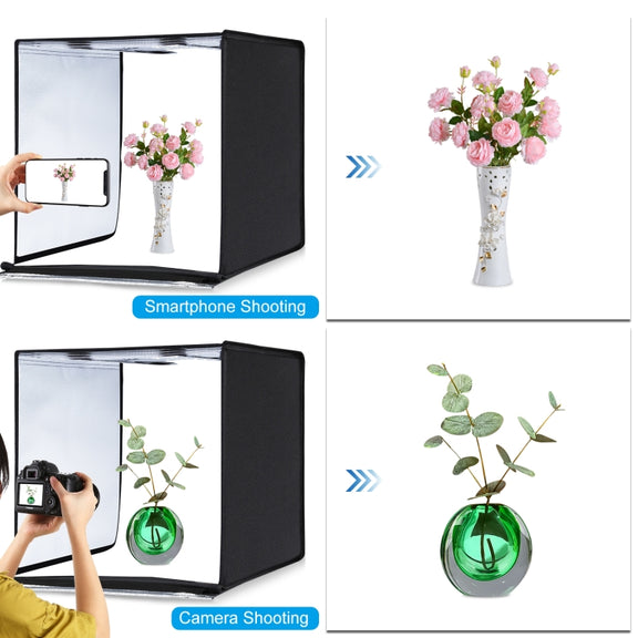 PULUZ 40cm Folding Portable 24W 5500K White Light Dimmable Photo Lighting Studio Shooting Tent Box Kit with 6 Colors (Black, Orange, White, Red, Green, Blue) Backdrops(EU Plug)