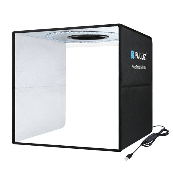 PULUZ 40cm Folding Portable Ring Light USB Photo Lighting Studio Shooting Tent Box with 6 x Dual-side Color Backdrops, Size: 40cm x 40cm x 40cm(Black)
