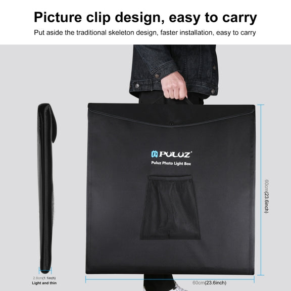 PULUZ Photo Studio Light Box Portable 60 x 60 x 60 cm Light Tent LED 5500K White Light Dimmable Mini 36W Photography Studio Tent Kit with 6 Removable Backdrops (Black Orange White Green Blue Red)(AU Plug)