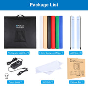 PULUZ Photo Studio Light Box Portable 60 x 60 x 60 cm Light Tent LED 5500K White Light Dimmable Mini 36W Photography Studio Tent Kit with 6 Removable Backdrops (Black Orange White Green Blue Red)(AU Plug)