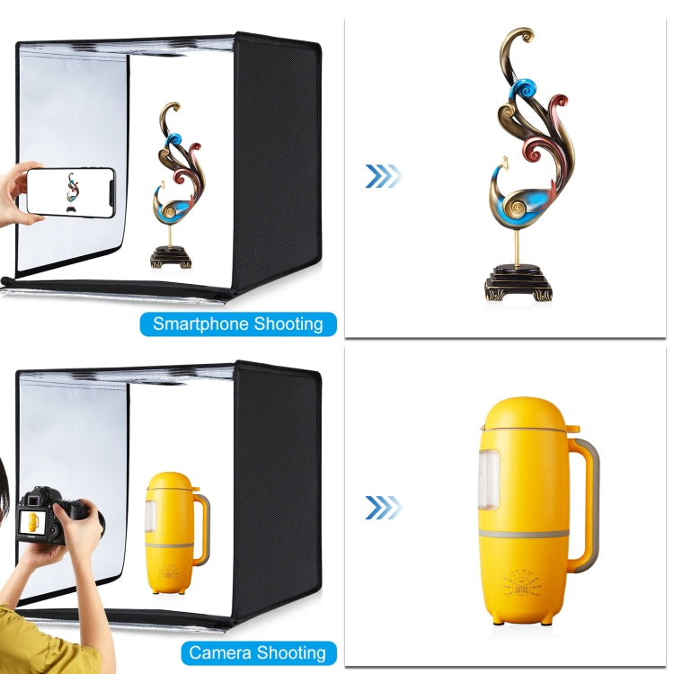 PULUZ Photo Studio Light Box Portable 60 x 60 x 60 cm Light Tent LED 5500K White Light Dimmable Mini 36W Photography Studio Tent Kit with 6 Removable Backdrops (Black Orange White Green Blue Red)(AU Plug)