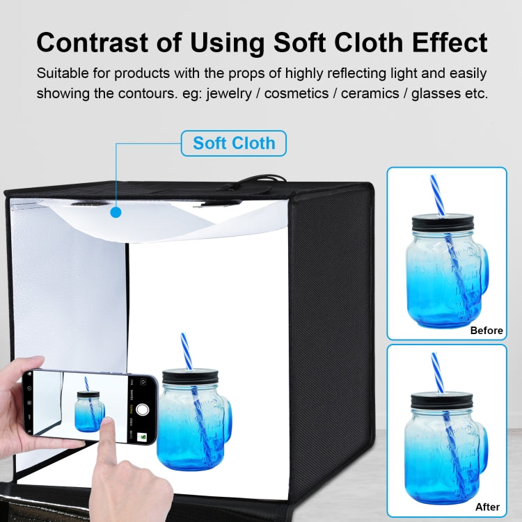 PULUZ Photo Studio Light Box Portable 60 x 60 x 60 cm Light Tent LED 5500K White Light Dimmable Mini 36W Photography Studio Tent Kit with 6 Removable Backdrops (Black Orange White Green Blue Red)(EU Plug) - free shipping - PMC TechLife - Order now!