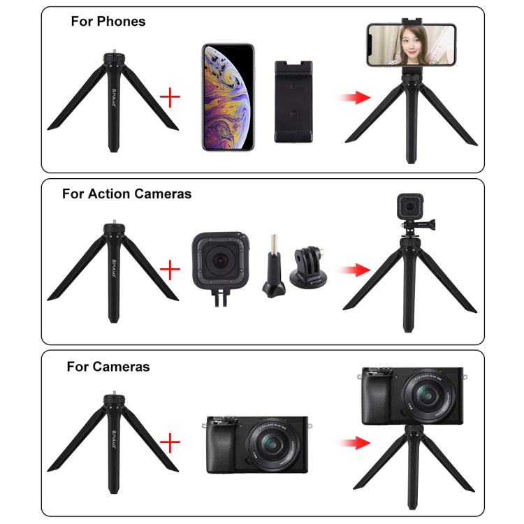PULUZ Pocket Mini Plastic Tripod Mount with Phone Clamp for Smartphones(Black) - Tripods by PULUZ | Online Shopping South Africa | PMC Jewellery
