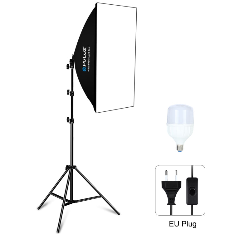 PULUZ 50x70cm Studio Softbox + 2m Tripod Mount + Single E27 30W 5700K White Light LED Bulb Photography Kit(EU Plug) - Stand Bracket by PULUZ | Online Shopping South Africa | PMC Jewellery | Buy Now Pay Later Mobicred