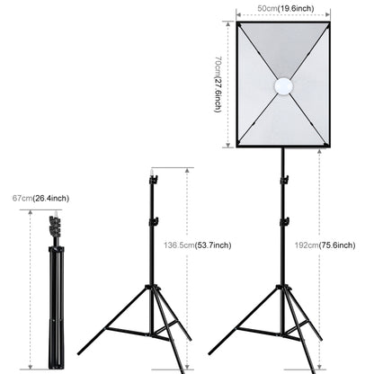 PULUZ 50x70cm Studio Softbox + 2m Tripod Mount + Single E27 30W 5700K White Light LED Bulb Photography Kit(EU Plug) - Stand Bracket by PULUZ | Online Shopping South Africa | PMC Jewellery | Buy Now Pay Later Mobicred