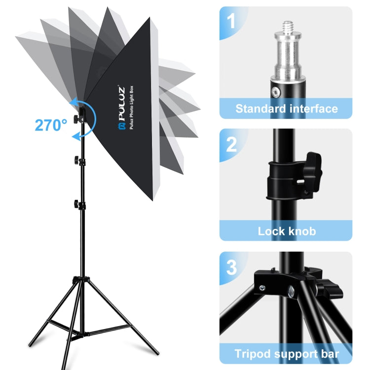 PULUZ 50x70cm Studio Softbox + 2m Tripod Mount + Single E27 30W 5700K White Light LED Bulb Photography Kit(EU Plug) - Stand Bracket by PULUZ | Online Shopping South Africa | PMC Jewellery | Buy Now Pay Later Mobicred