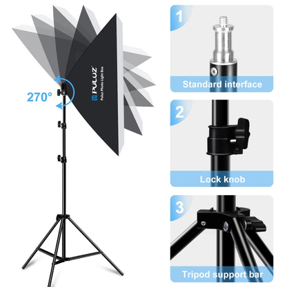 PULUZ 50x70cm Studio Softbox + 2m Tripod Mount + Single E27 30W 5700K White Light LED Bulb Photography Kit(EU Plug) - Stand Bracket by PULUZ | Online Shopping South Africa | PMC Jewellery | Buy Now Pay Later Mobicred