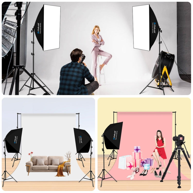 PULUZ 50x70cm Studio Softbox + 2m Tripod Mount + Single E27 30W 5700K White Light LED Bulb Photography Kit(EU Plug) - Stand Bracket by PULUZ | Online Shopping South Africa | PMC Jewellery | Buy Now Pay Later Mobicred