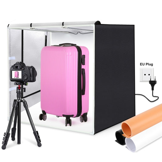 PULUZ 80cm Folding Portable 80W 9050LM White Light Photo Lighting Studio Shooting Tent Box Kit with 3 Colors (Black, White, Orange) Backdrops(EU Plug) - free shipping - PMC Jewellery - Order now!