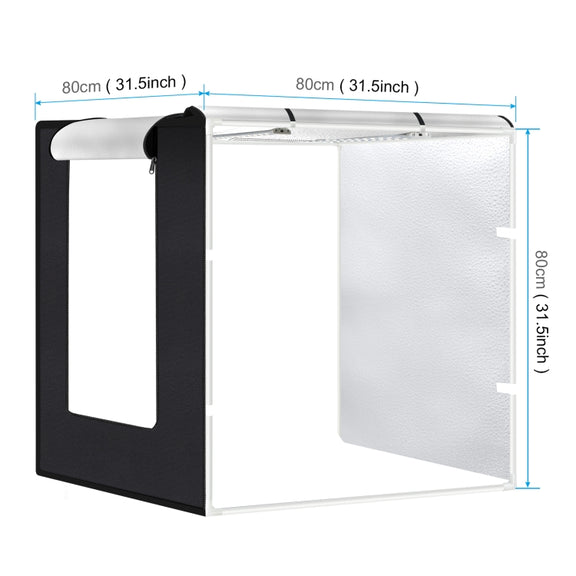 PULUZ 80cm Folding Portable 80W 9050LM White Light Photo Lighting Studio Shooting Tent Box Kit with 3 Colors (Black, White, Orange) Backdrops(EU Plug)