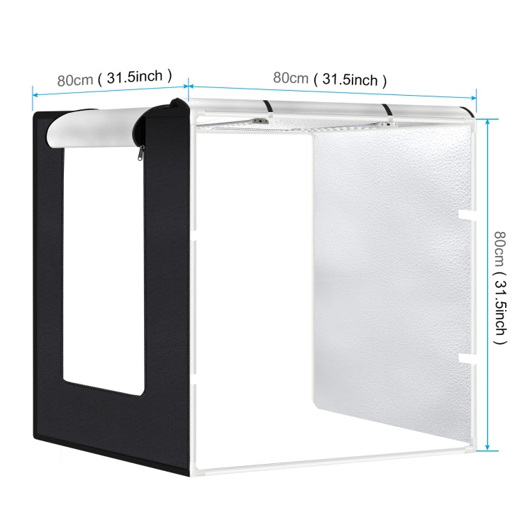 PULUZ 80cm Folding Portable 80W 9050LM White Light Photo Lighting Studio Shooting Tent Box Kit with 3 Colors (Black, White, Orange) Backdrops(EU Plug)