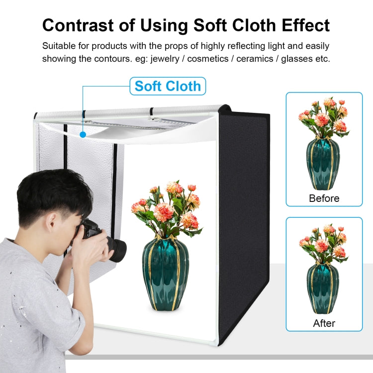 PULUZ 80cm Folding Portable 80W 9050LM White Light Photo Lighting Studio Shooting Tent Box Kit with 3 Colors (Black, White, Orange) Backdrops(EU Plug) - free shipping - PMC TechLife - Order now!