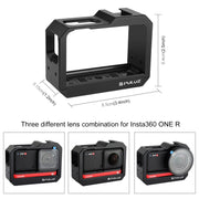 PULUZ Aluminum alloy Frame Mount Protective Case Cage with Cold Shoe Base Slot & Tripod Base Adapter for Insta360 One R(Black)