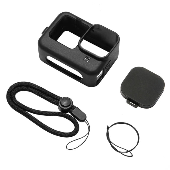 PULUZ for GoPro HERO12 Black /11 Black /10 Black /9 Black Silicone Protective Case Cover with Wrist Strap & Lens Cover(Black)