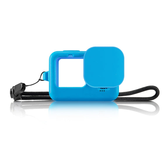 PULUZ for GoPro HERO12 Black /11 Black /10 Black /9 Black Silicone Protective Case Cover with Wrist Strap & Lens Cover(Blue)