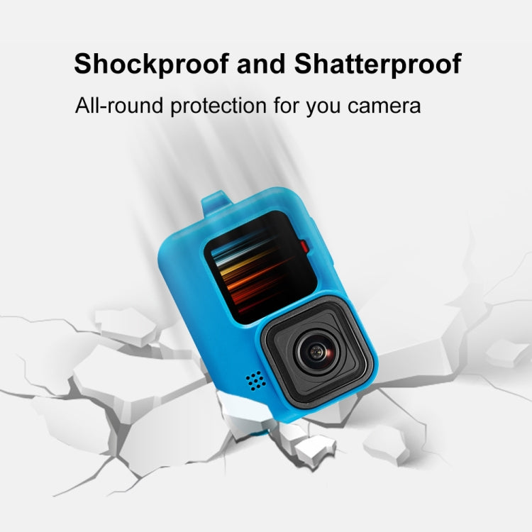 PULUZ for GoPro HERO12 Black /11 Black /10 Black /9 Black Silicone Protective Case Cover with Wrist Strap & Lens Cover(Blue)