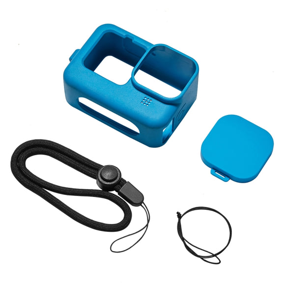 PULUZ for GoPro HERO12 Black /11 Black /10 Black /9 Black Silicone Protective Case Cover with Wrist Strap & Lens Cover(Blue)