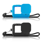 PULUZ for GoPro HERO12 Black /11 Black /10 Black /9 Black Silicone Protective Case Cover with Wrist Strap & Lens Cover(Blue)
